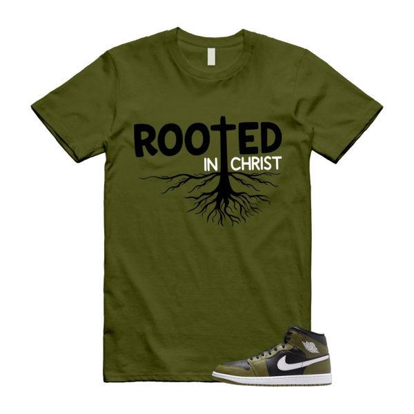 1 Sequoia Olive Green Black White Air Mid T Shirt Match ROOTED Jezsport.com