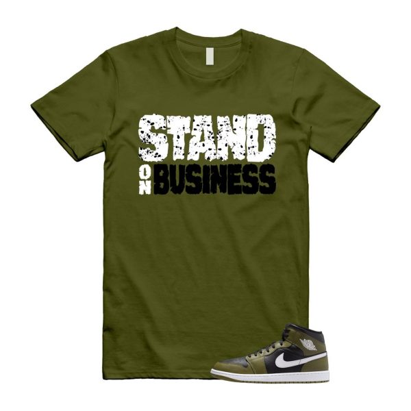 1 Sequoia Olive Green Black White Air Mid T Shirt Match SOB Jezsport.com