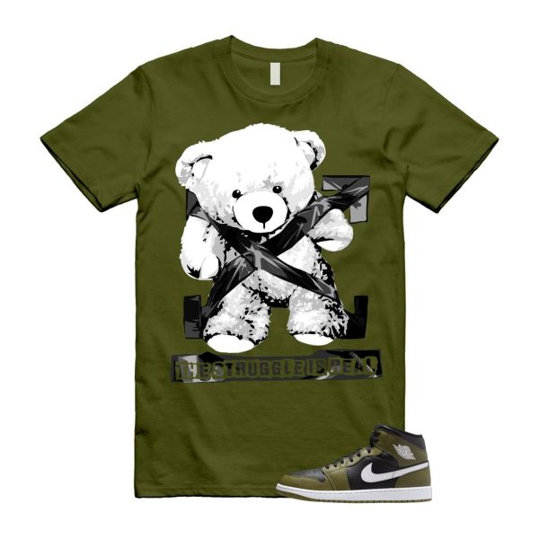 1 Sequoia Olive Green Black White Air Mid T Shirt Match STRUG Jezsport.com