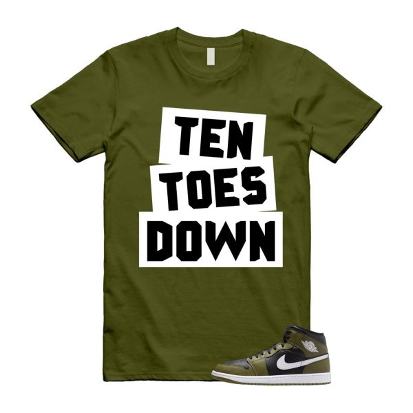 1 Sequoia Olive Green Black White Air Mid T Shirt Match TTD Jezsport.com