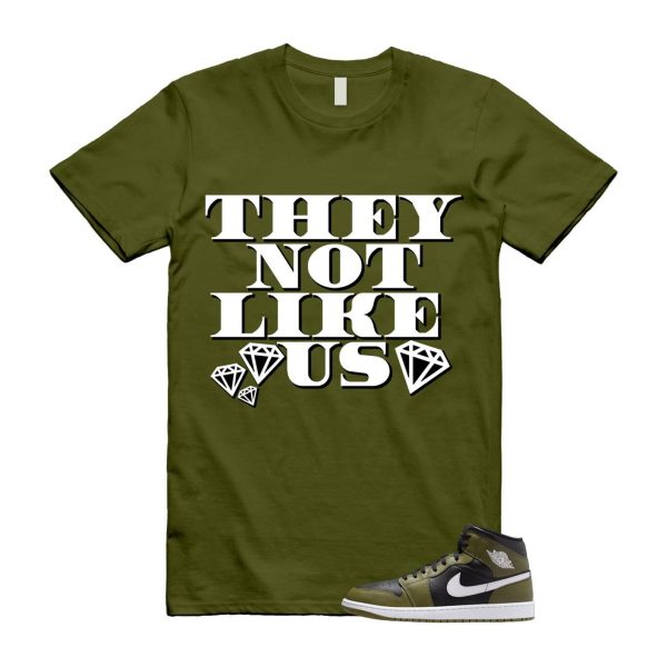 1 Sequoia Olive Green Black White Air Mid T Shirt Match US2 Jezsport.com