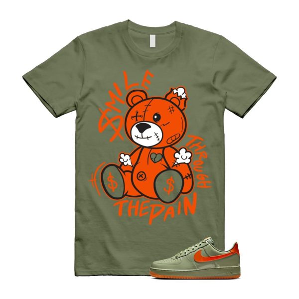 Air Force 1 Wet Putty 2.0 Low '07 Premium Oil Green Safety Orange T Shirt Match SM2 Jezsport.com