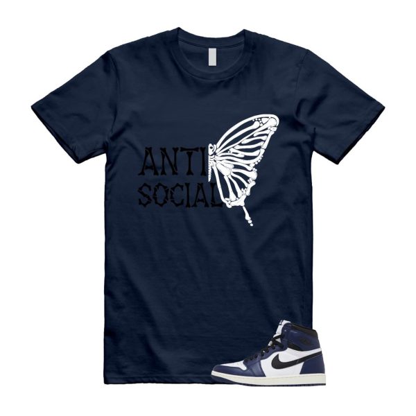 1 Midnight Navy Black White Sail Retro High OG T Shirt Match ASB Jezsport.com