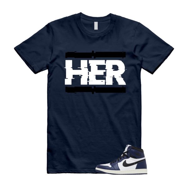 1 Midnight Navy Black White Sail Retro High OG T Shirt Match HER ,FD1437-401 Jezsport.com