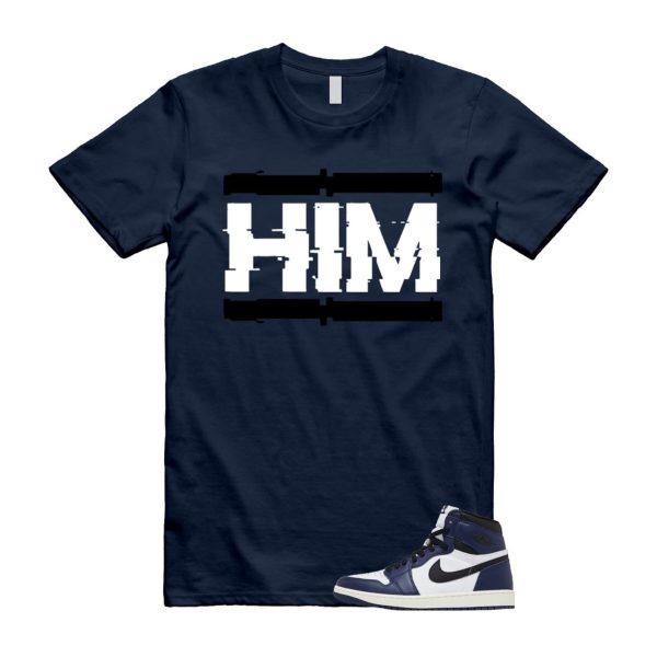 1 Midnight Navy Black White Sail Retro High OG T Shirt Match HIM ,FD1437-401 Jezsport.com