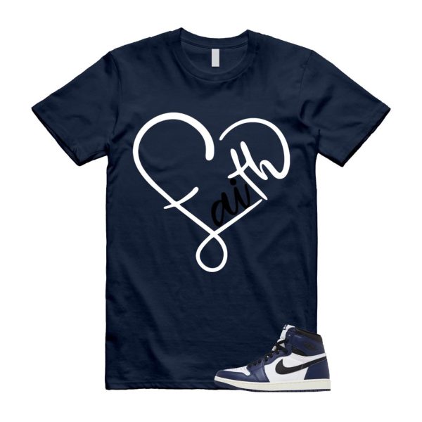 1 Midnight Navy Black White Sail Retro High OG T Shirt Match FAITH ,FD1437-401 Jezsport.com