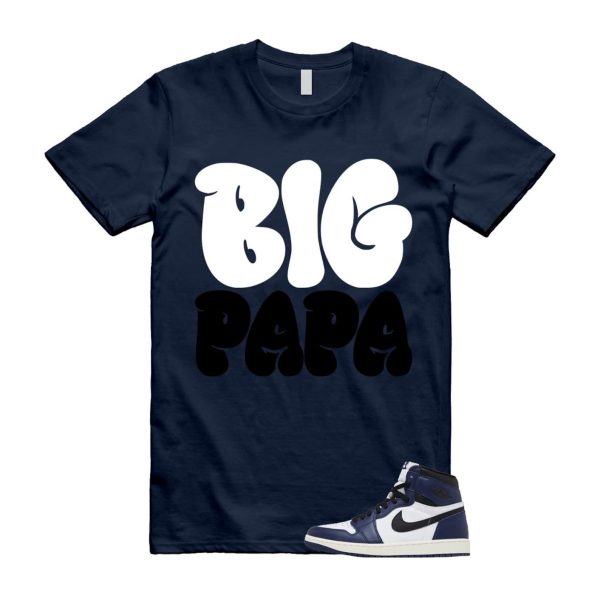 1 Midnight Navy Black White Sail Retro High OG T Shirt Match PAPA ,FD1437-401 Jezsport.com