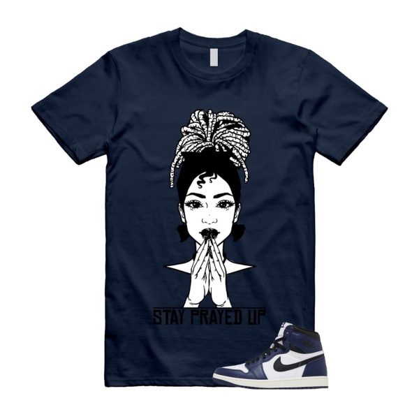 1 Midnight Navy Black White Sail Retro High OG T Shirt Match PRAY ,FD1437-401 Jezsport.com