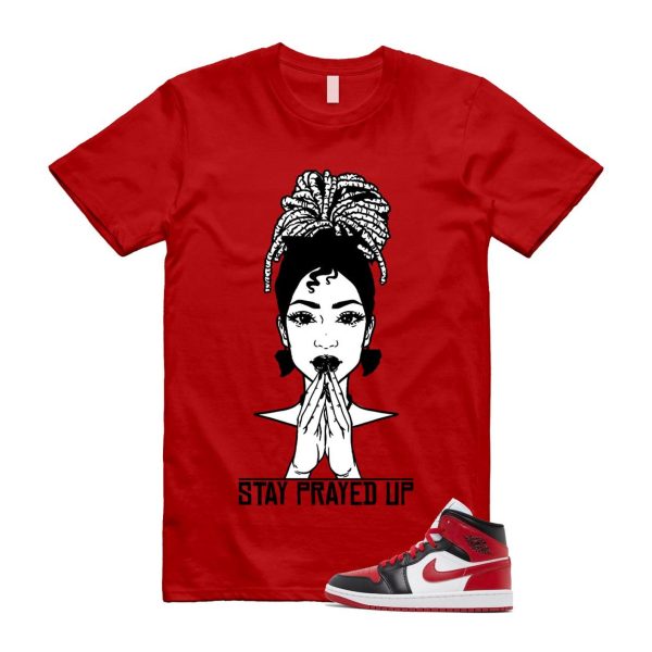 1 Alternate Bred Toe Gym Red Black White Mid T Shirt Match PRAY ,BQ6472-079 Jezsport.com