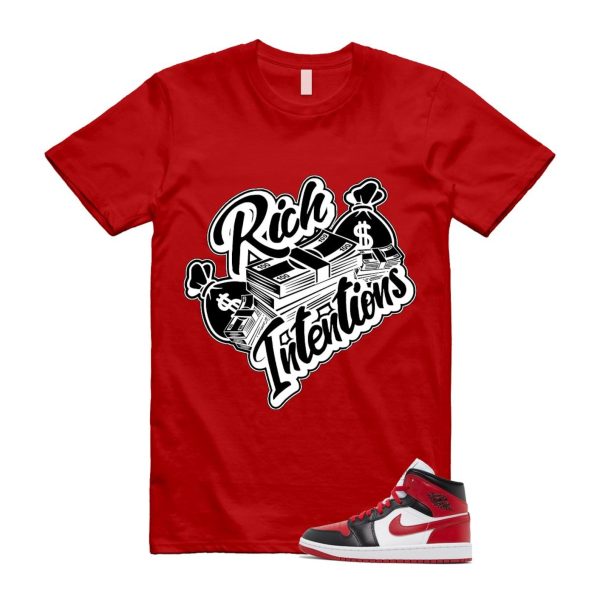 1 Alternate Bred Toe Gym Red Black White Mid T Shirt Match RICH ,BQ6472-079 Jezsport.com