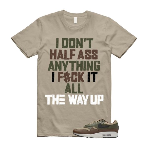 Air Max 1 Essential Premium Cargo Khaki Neutral Olive Cacao Wow T Shirt Match HALF Jezsport.com