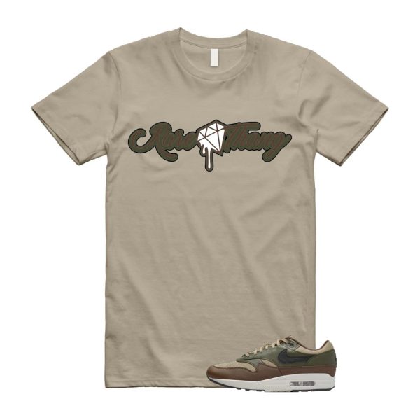 Air Max 1 Essential Premium Cargo Khaki Neutral Olive Cacao Wow T Shirt Match RARE Jezsport.com