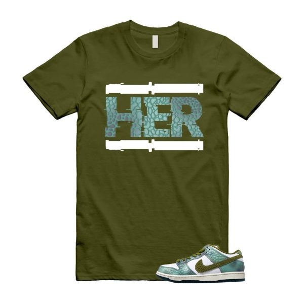 Dunk Chameleon Oil Green Desert Moss White Low SB T Shirt Match HER ,HJ3386-300 Jezsport.com