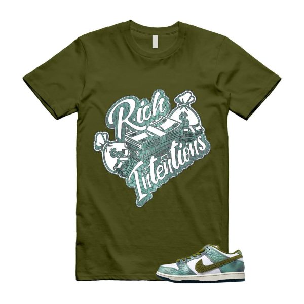 Dunk Chameleon Oil Green Desert Moss White Low SB T Shirt Match RICH ,HJ3386-300 Jezsport.com