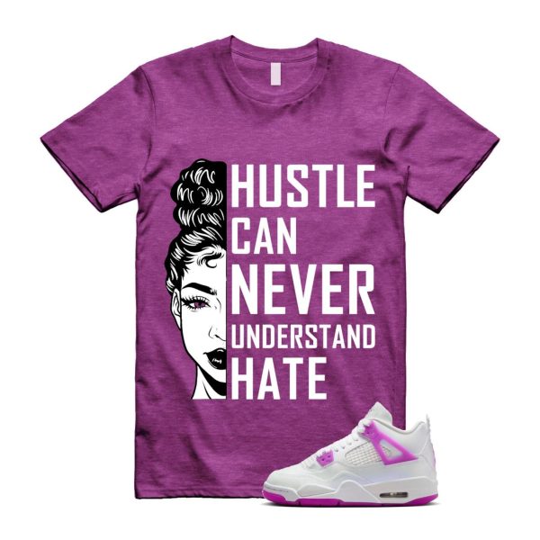 4 Hyper Violet White T Shirt Match HUSTLE ,FQ1314-151 Jezsport.com