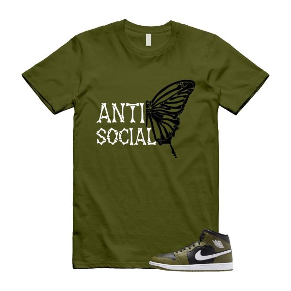 1 Sequoia Olive Green Black White Air Mid T Shirt Match ASB Jezsport.com