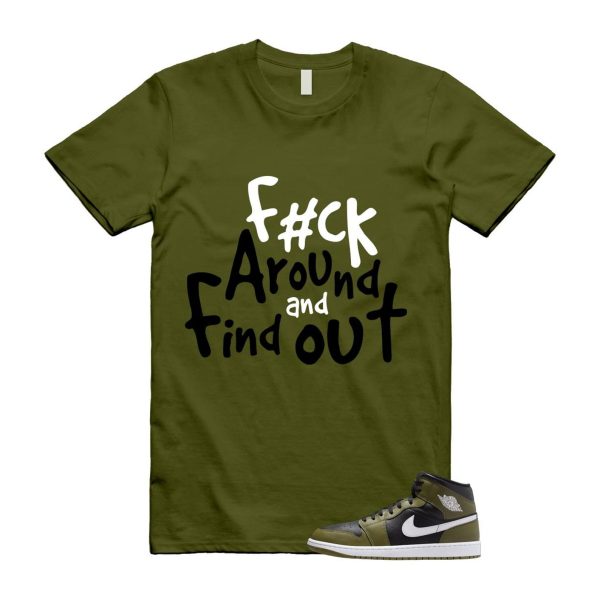 1 Sequoia Olive Green Black White Air Mid T Shirt Match FCK2 Jezsport.com