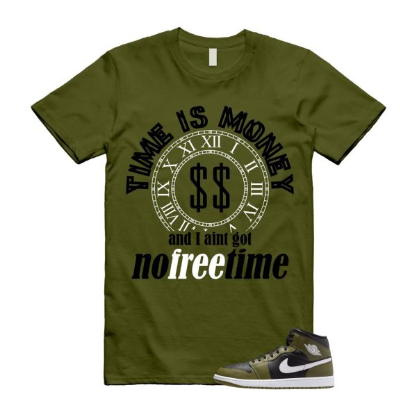 1 Sequoia Olive Green Black White Air Mid T Shirt Match FREE TIME Jezsport.com