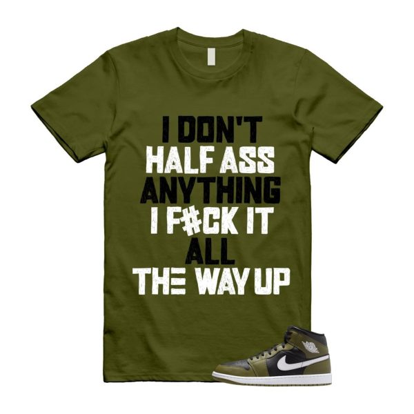 1 Sequoia Olive Green Black White Air Mid T Shirt Match HALF Jezsport.com