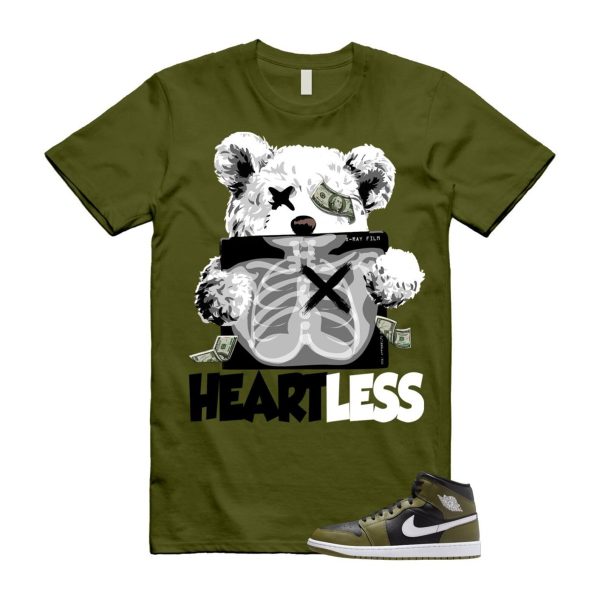 1 Sequoia Olive Green Black White Air Mid T Shirt Match HEART Jezsport.com