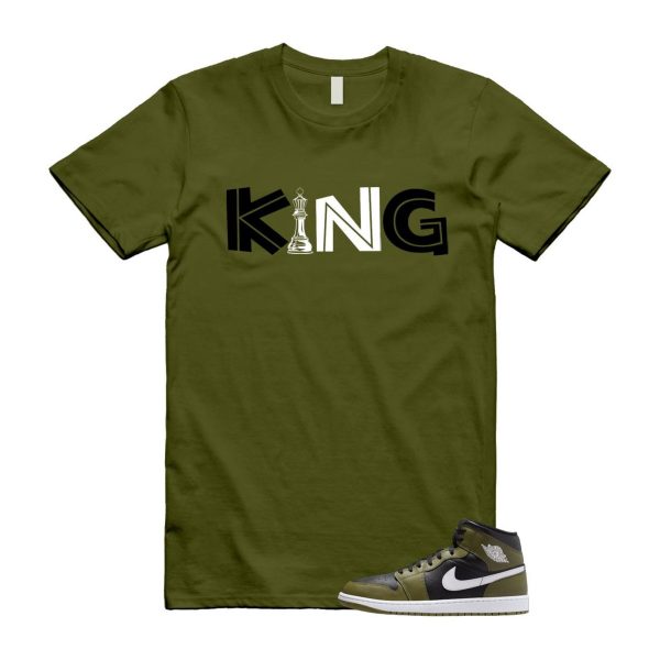 1 Sequoia Olive Green Black White Air Mid T Shirt Match KING Jezsport.com