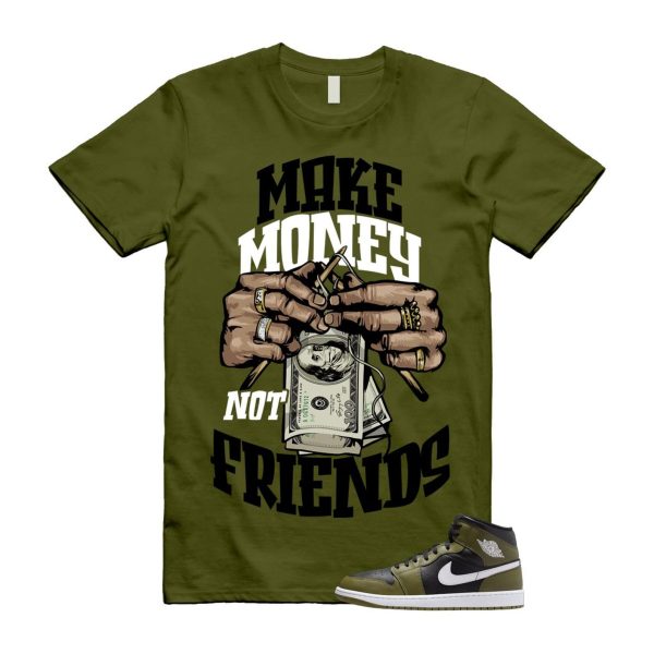 1 Sequoia Olive Green Black White Air Mid T Shirt Match MM Jezsport.com