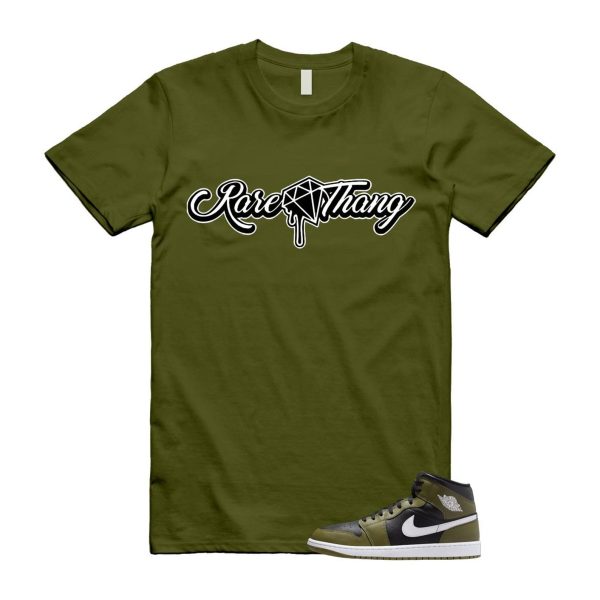 1 Sequoia Olive Green Black White Air Mid T Shirt Match RARE Jezsport.com