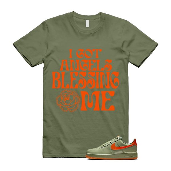 Air Force 1 Wet Putty 2.0 Low '07 Premium Oil Green Safety Orange T Shirt Match ANGELS Jezsport.com