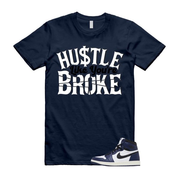 1 Midnight Navy Black White Sail Retro High OG T Shirt Match BROKE ,FD1437-401 Jezsport.com