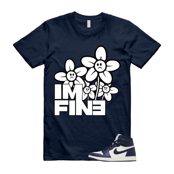 1 Midnight Navy Black White Sail Retro High OG T Shirt Match FINE ,FD1437-401 Jezsport.com