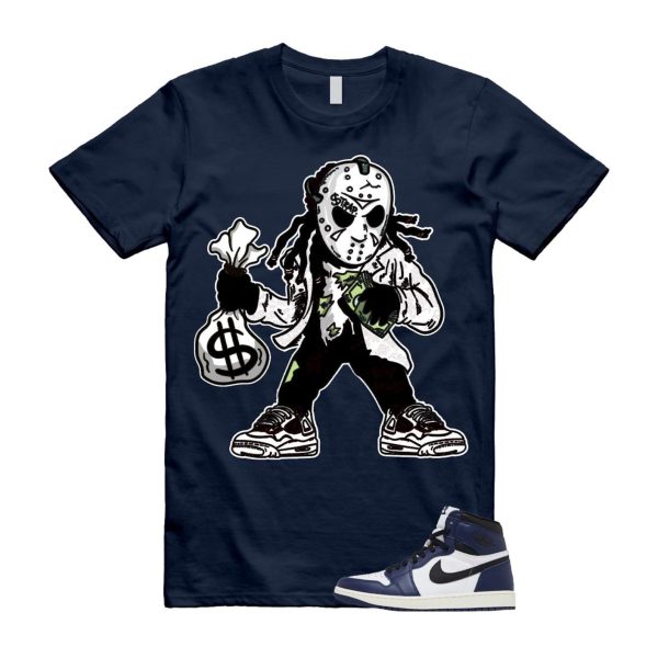 1 Midnight Navy Black White Sail Retro High OG T Shirt Match JASON ,FD1437-401 Jezsport.com