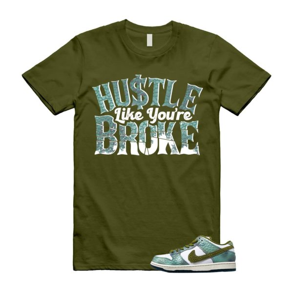 Dunk Chameleon Oil Green Desert Moss White Low SB T Shirt Match BROKE ,HJ3386-300 Jezsport.com