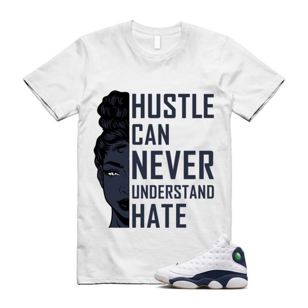 13 Midnight Navy White T Shirt Match HUSTLE ,414571-140 Jezsport.com