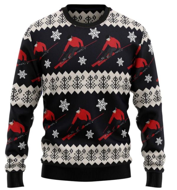 Skiing Christmas Ugly Christmas Sweater For Men & Women Christmas Gift Sweater Jezsport.com