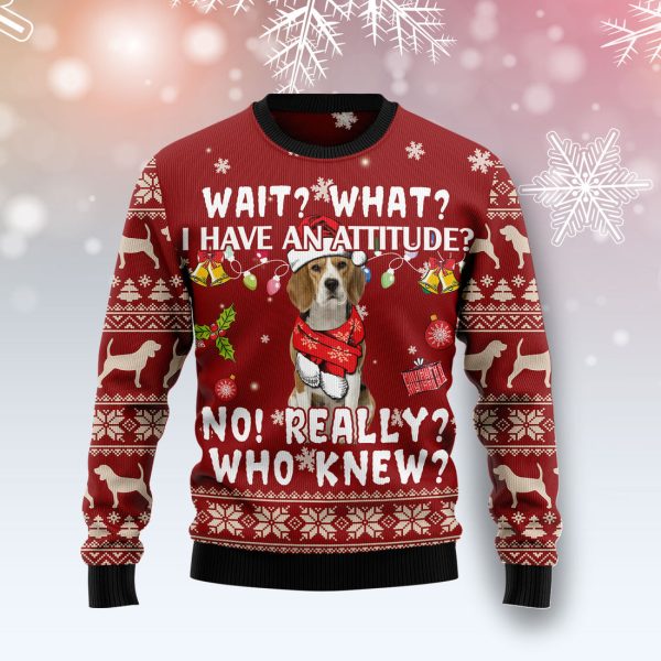 Beagle Attitude Ugly Christmas Sweater Jezsport.com