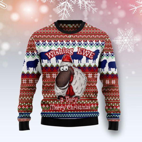 Sheep Wishing EWE Ugly Christmas Sweater, Christmas Gift Jezsport.com