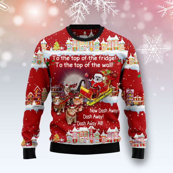 Cat Sleigh Christmas Ugly Christmas Sweater Jezsport.com