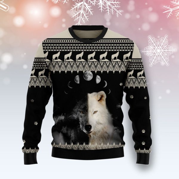 Wolf Day And Night Ugly Christmas Sweater Jezsport.com