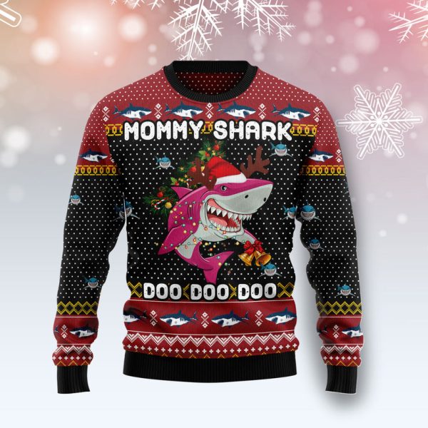 Mommy Shark Christmas Ugly Christmas Sweater Jezsport.com