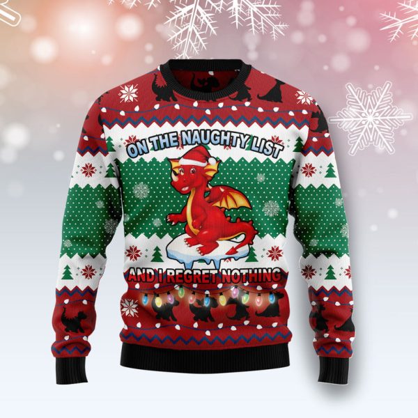 Dragon Christmas List Ugly Christmas Sweater Jezsport.com