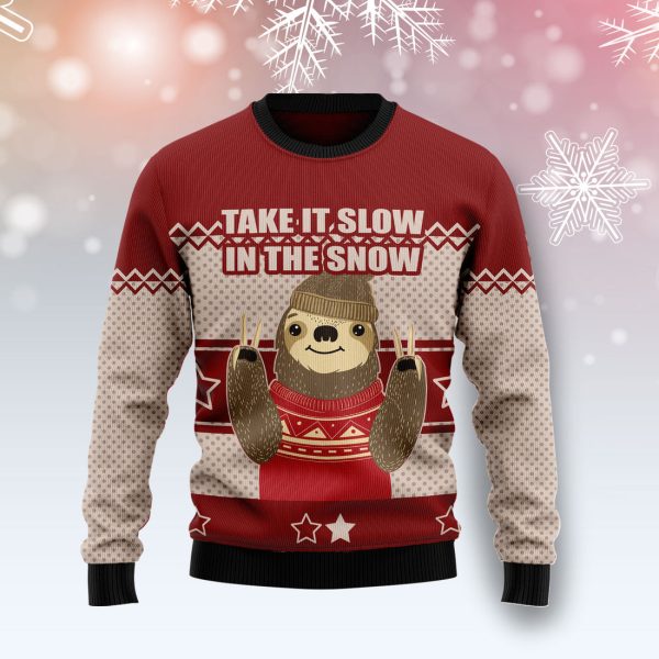 Sloth Take It Slow Ugly Christmas Sweater Jezsport.com