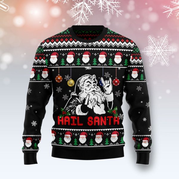 Hail Santa Ugly Christmas Sweater Jezsport.com