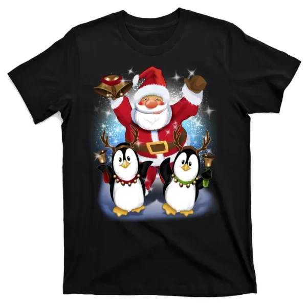 Penguin Dance With Santa T Shirt For Men, Christmas Shirt For Girl Jezsport.com