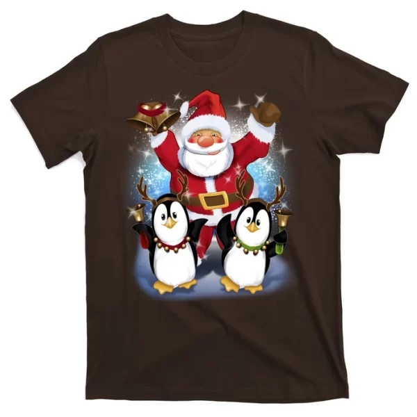 Penguin Dance With Santa T Shirt For Men, Christmas Shirt For Girl Jezsport.com