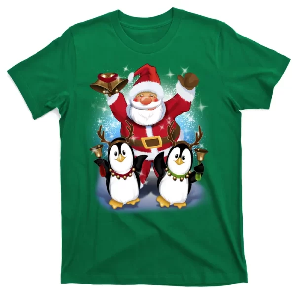 Penguin Dance With Santa T Shirt For Men, Christmas Shirt For Girl Jezsport.com