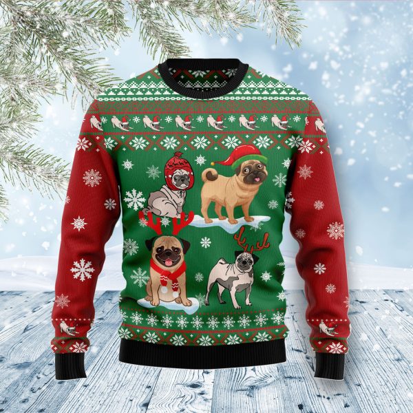 Pug Snow Day Ugly Christmas Sweater Jezsport.com