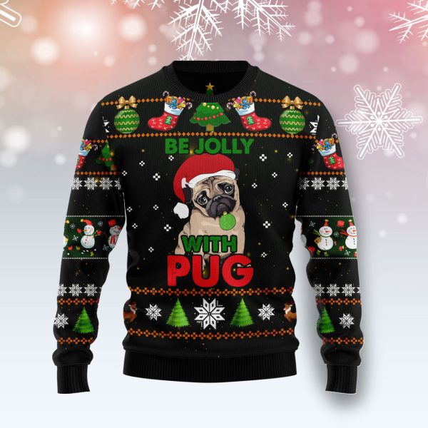 Pug Be Jolly Ugly Christmas Sweater Jezsport.com