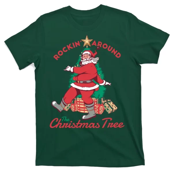 Rockin Santa T Shirt For Men, Christmas Shirt For Girl Jezsport.com