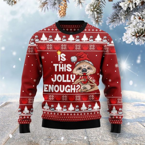 Is This Jolly Enough Sloth Ugly Christmas Sweater For Men & Women Christmas Gift Sweater Jezsport.com