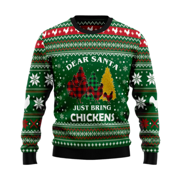 Dear Santa Just Bring Chickens Ugly Christmas Sweater For Men & Women Christmas Gift Sweater Jezsport.com